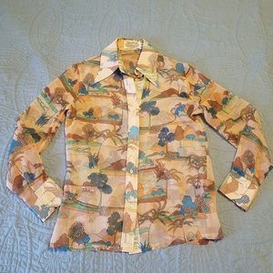 Vintage 70s Blouse *sheer* Psychedelic vibe